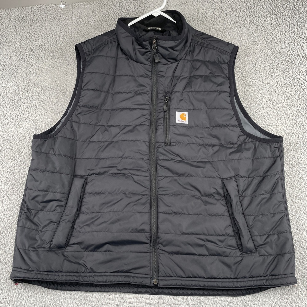 Carhartt Vest Mens 2XL Black Gilliam Rain Defender Relaxed Fit Quilted Insulated